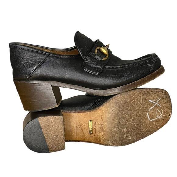 Gucci Vegas Womens Horsebit Block Heel Leather Loafers Size EU 34.5 US 5 - Picture 6 of 8